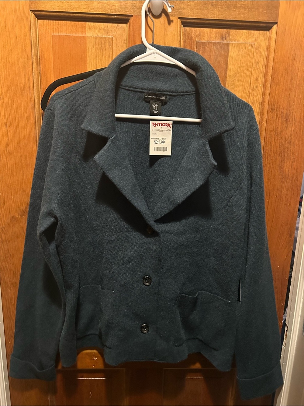 Adrienne Vittadini Dark Teal Button Front Blazer
